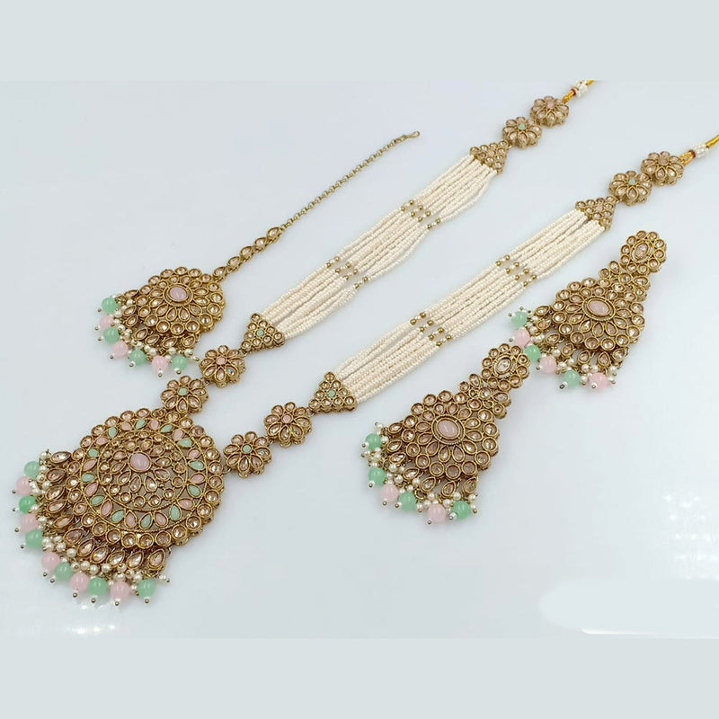 Rani Sati Jewels Gold Plated Crystal Stone Long Necklace Set