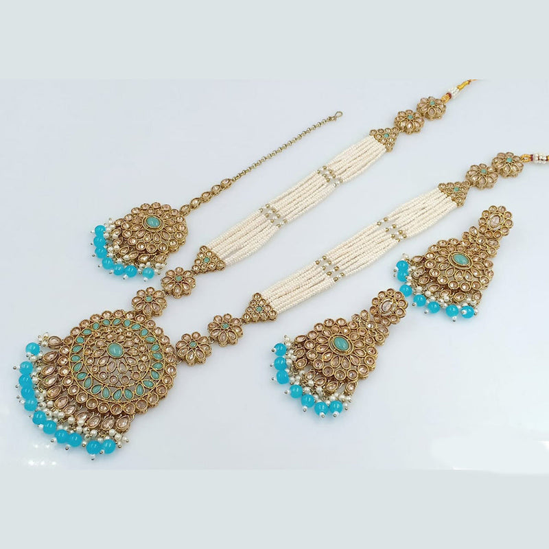 Rani Sati Jewels Gold Plated Crystal Stone Long Necklace Set