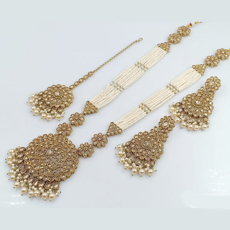 Rani Sati Jewels Gold Plated Crystal Stone Long Necklace Set