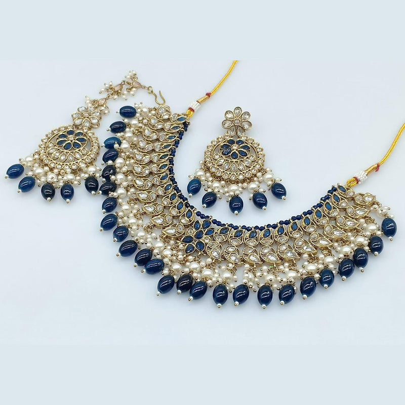 Rani Sati Jewels Gold Plated Crystal Stone Necklace Set