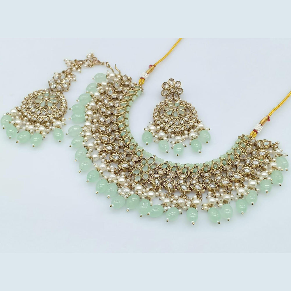 Rani Sati Jewels Gold Plated Crystal Stone Necklace Set