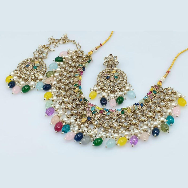 Rani Sati Jewels Gold Plated Crystal Stone Necklace Set