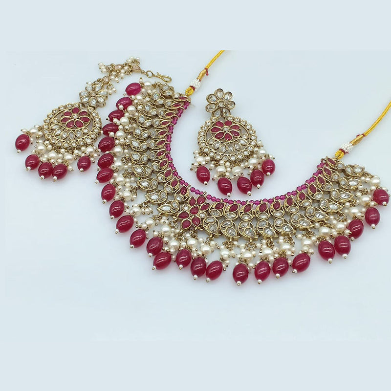 Rani Sati Jewels Gold Plated Crystal Stone Necklace Set