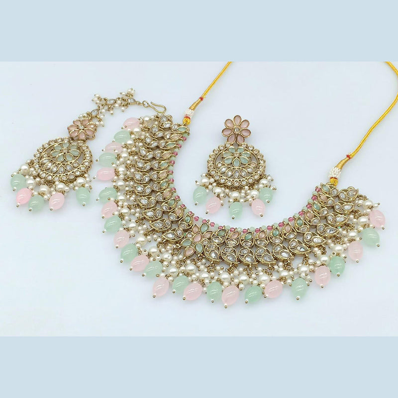 Rani Sati Jewels Gold Plated Crystal Stone Necklace Set