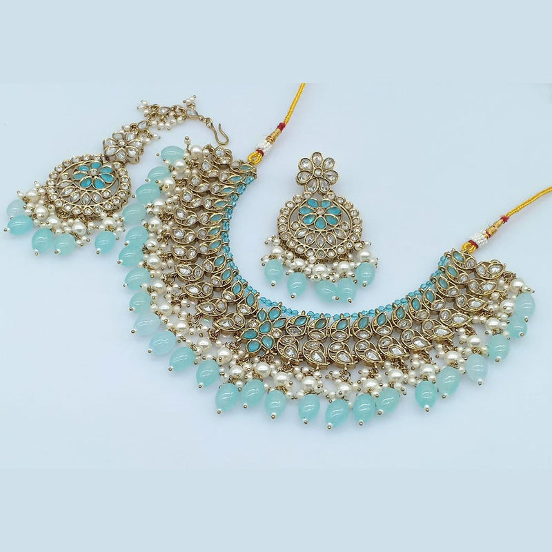 Rani Sati Jewels Gold Plated Crystal Stone Necklace Set