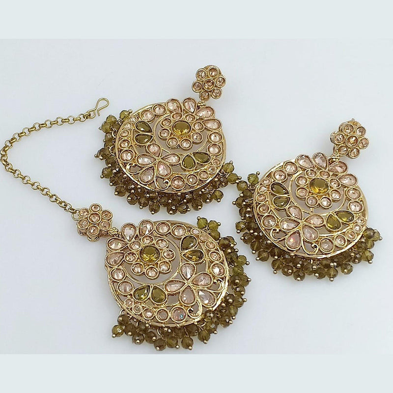 Rani Sati Jewels Crystal Stone Dangler Earring With Mangtikka