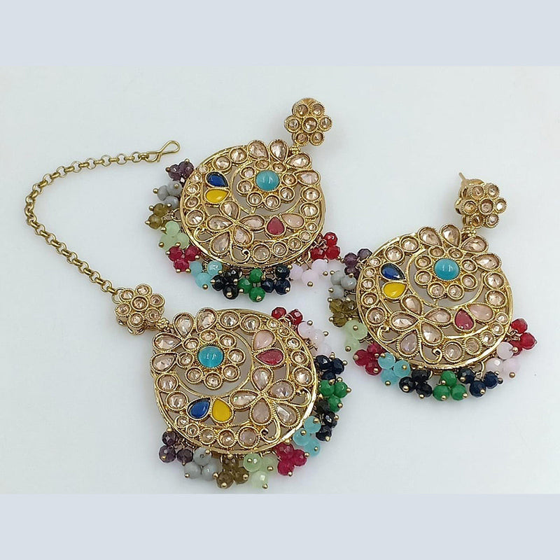 Rani Sati Jewels Crystal Stone Dangler Earring With Mangtikka