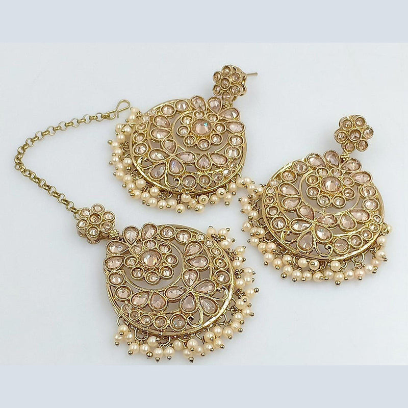 Rani Sati Jewels Crystal Stone Dangler Earring With Mangtikka