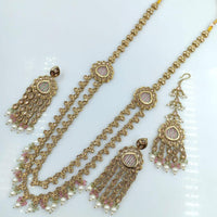 Rani Sati Jewels Gold Plated Crystal Stone Long Necklace Set