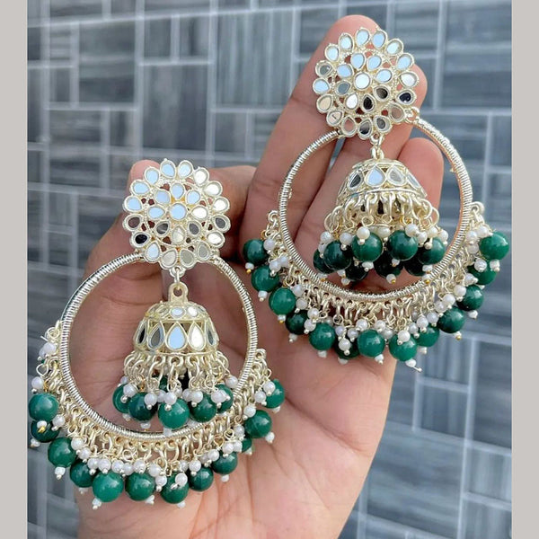 Vaishnavi Fashion Gold Plated Mirror Jhumki Earrings