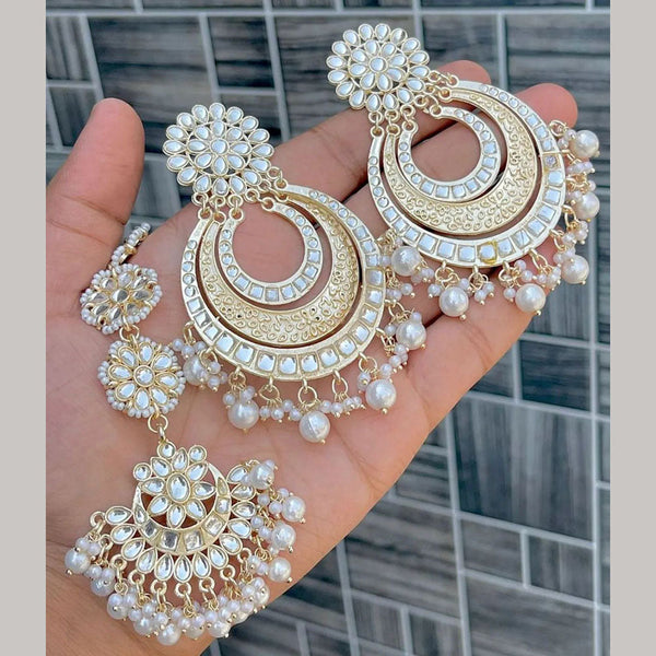 Vaishnavi Fashion Gold Plated Kundan Earrings With Mangtikka