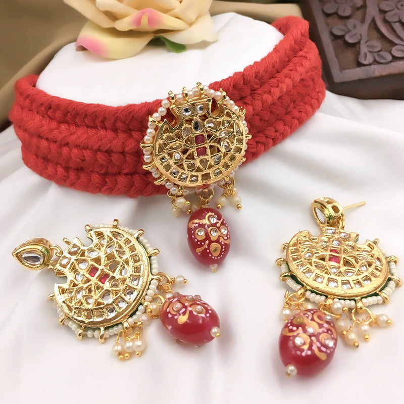 Shree Jai Sai Art Thread Kundan Choker Necklace Set