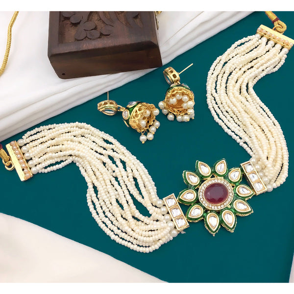 Shree Jai Sai Art Kundan Stone Choker Necklace Set