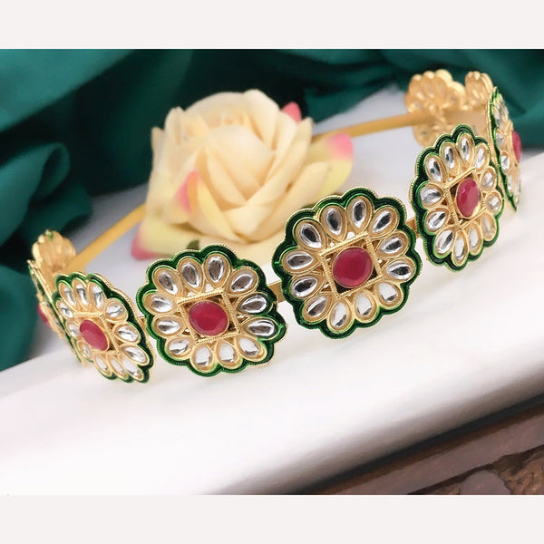 Shree Jai Sai Art Gold Plated Kundan Sheeshphool Headband