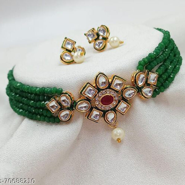 Shree Jai Sai Art Gold Plated Kundan Choker Necklace Set