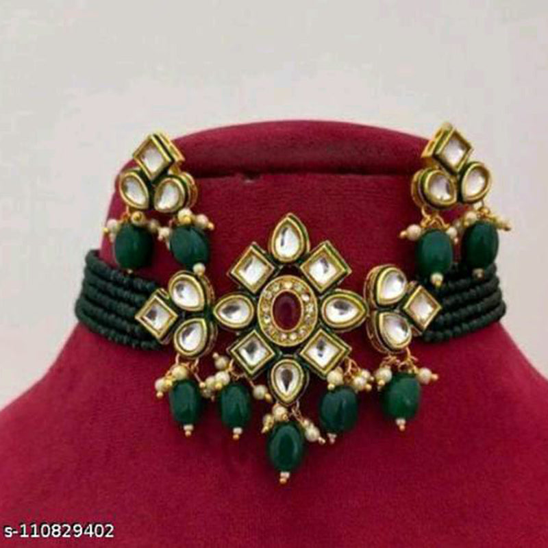 Shree Jai Sai Art Gold Plated Kundan Choker Necklace Set