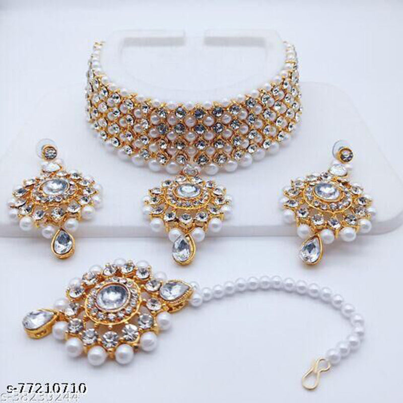 Shree Jai Sai Art Gold Plated Austrian Choker Necklace Set