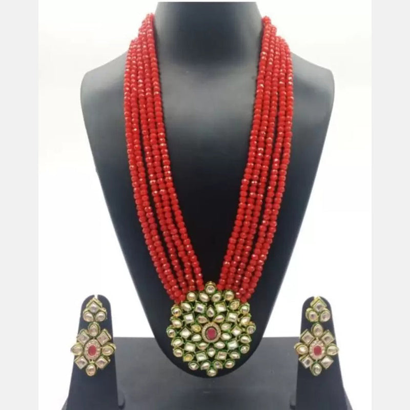 Shree Jai Sai Art Gold Plated Beads Long Necklace Set