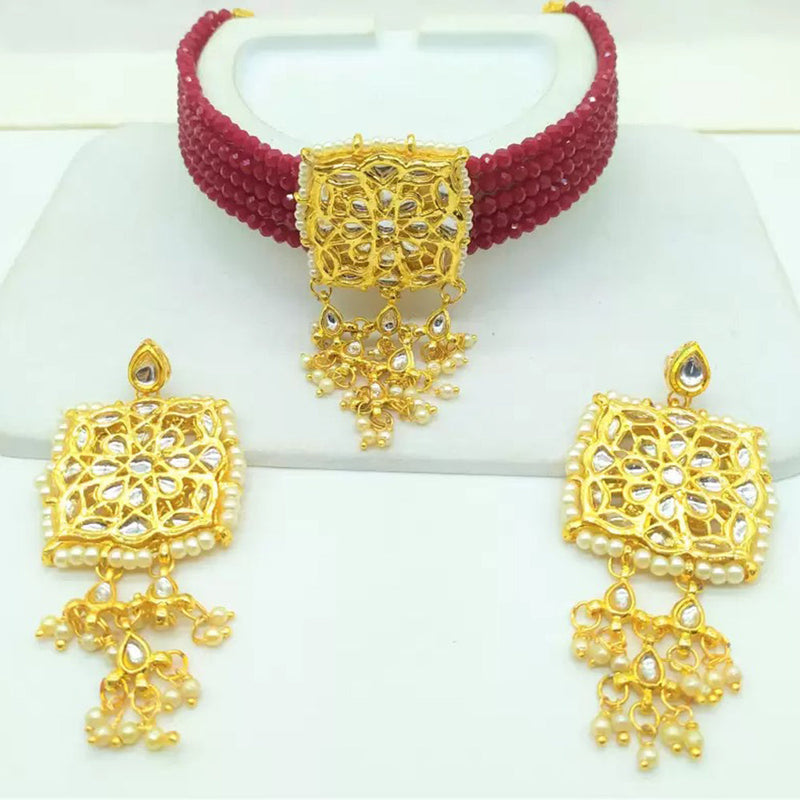 Shree Jai Sai Art Choker Gold Plated Beads Necklace Set