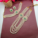 Shree Jai Sai Art Gold Plated Crystal Stone Double Necklace Set