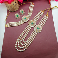 Shree Jai Sai Art Gold Plated Crystal Stone Double Necklace Set