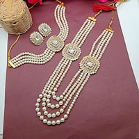 Shree Jai Sai Art Gold Plated Crystal Stone Double Necklace Set