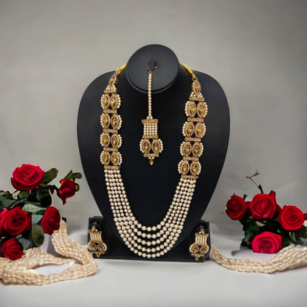 Naitika Arts Gold Plated Beads Long Necklace Set