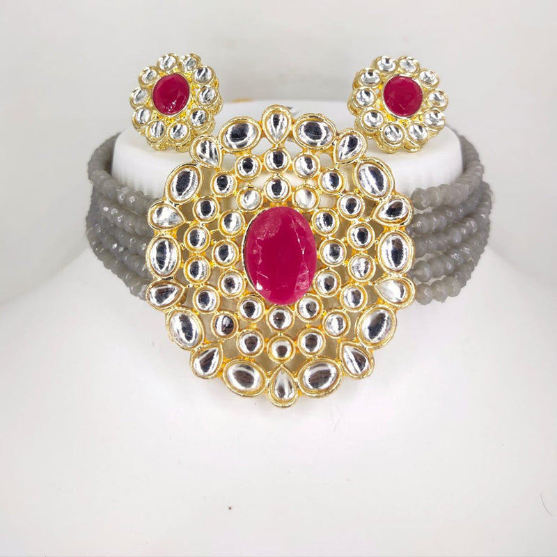 Naitika Art Gold Plated Kundan Choker Necklace Set