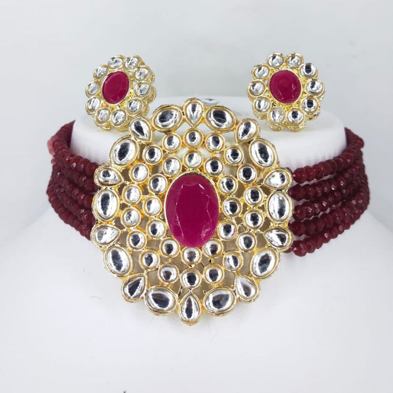 Naitika Art Gold Plated Kundan Choker Necklace Set