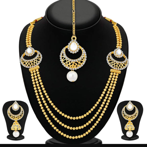 Naitika Arts Gold Plated Austrian Stone Long Necklace Set
