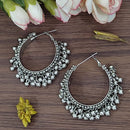 Bevy Pearls Oxidised Plated Dangler Earrings