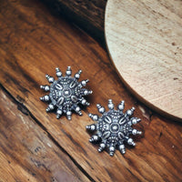 Bevy Pearls Oxidised Plated Stud Earrings