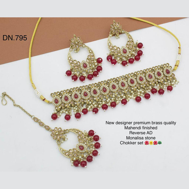 Shree Chamunda Jewellers Gold Plated Crystal Necklace Set