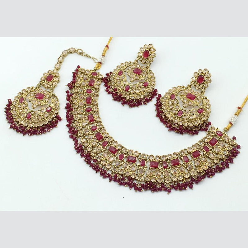 Shree Chamunda Jewellers Gold Plated Crystal Necklace Set