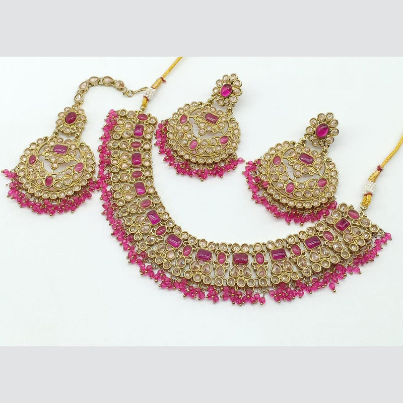 Shree Chamunda Jewellers Gold Plated Crystal Necklace Set