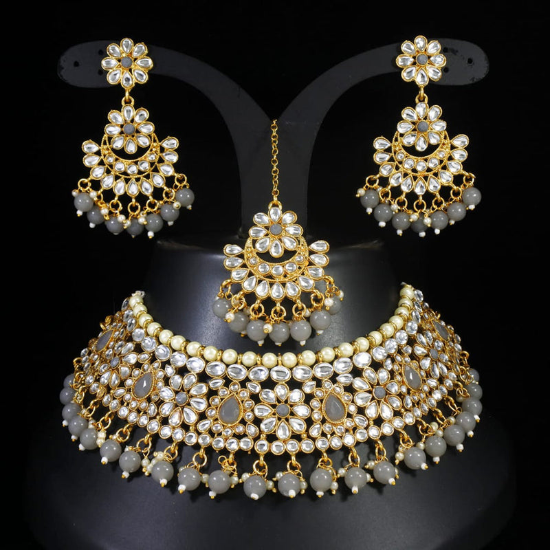 Shree Chamunda Jewellers Gold Plated Kundan Necklace Set