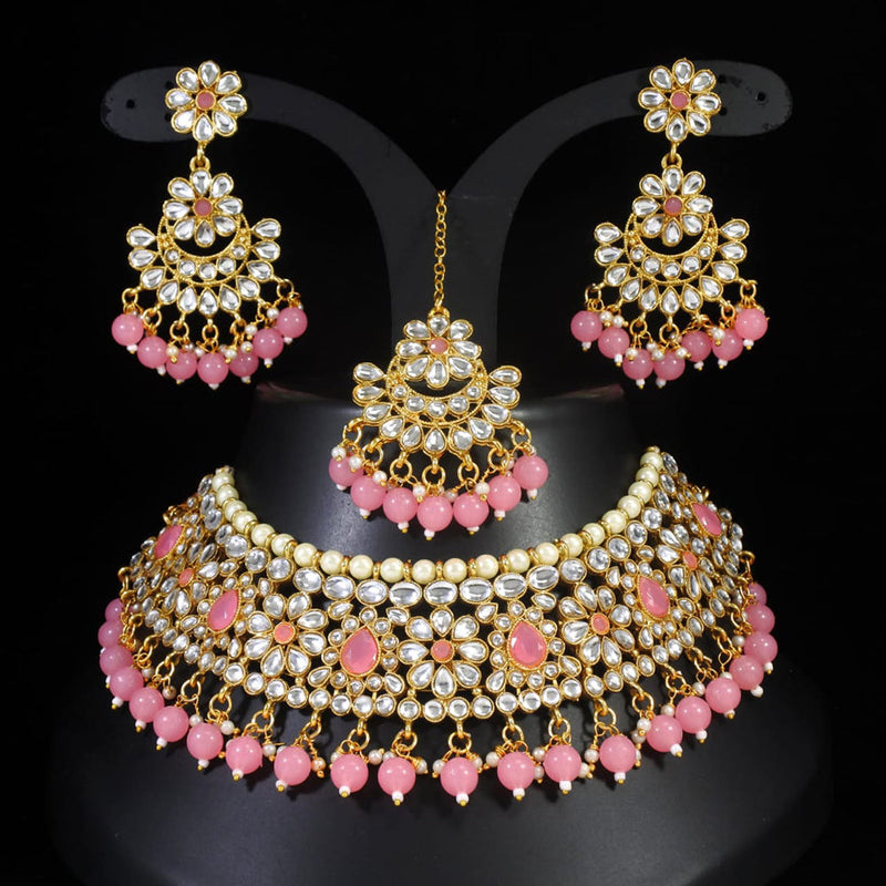 Shree Chamunda Jewellers Gold Plated Kundan Necklace Set