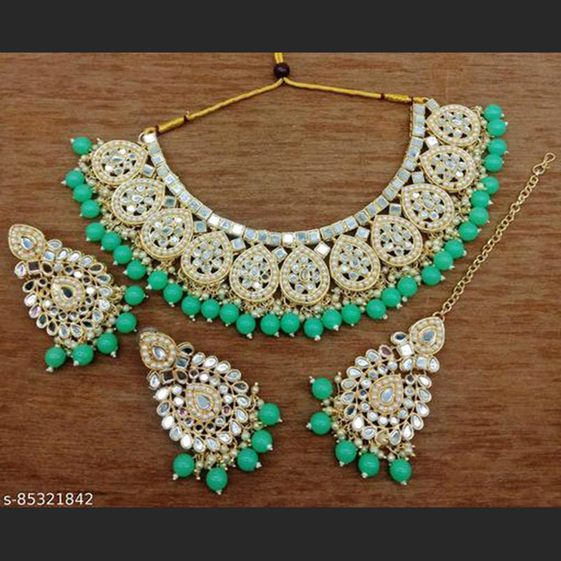 Shree Chamunda Jewellers Gold Plated Mirror Necklace Set