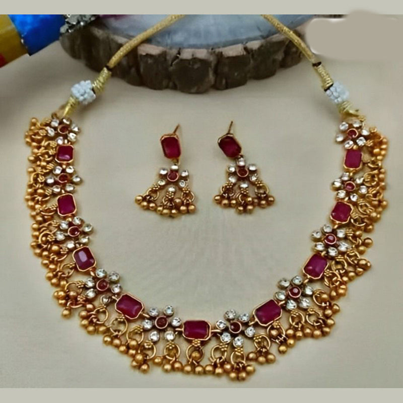 Shree Chamunda Jewellers Gold Plated Pota Choker Necklace Set