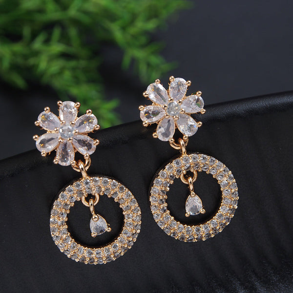 Gargish Fashion Gold Plated Crystal Stone Dangler  Earrings