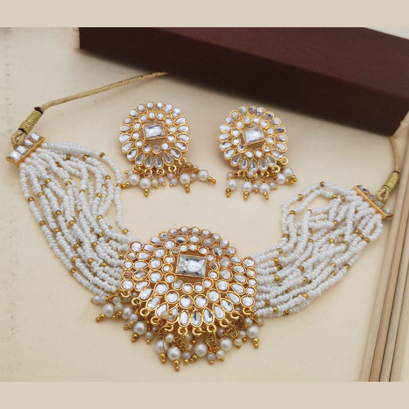 Primeriea Gold Plated Kundan Choker Necklace Set