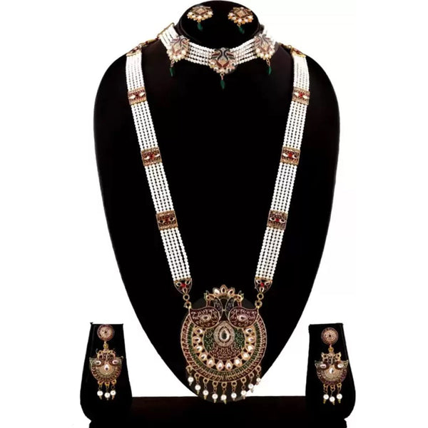 Primeriea Gold Plated Meenakari Double Necklace Set