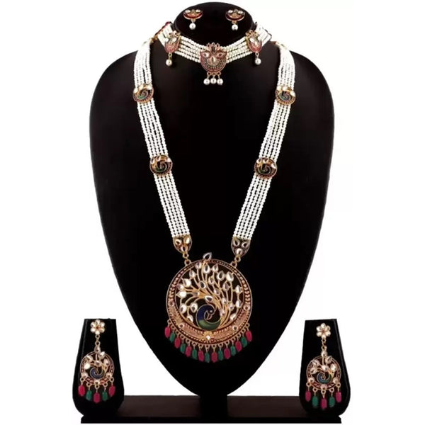 Primeriea Gold Plated Meenakari Double Necklace Set