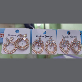 Saniya Jewellers Rose Gold Plated Austrian Stone Studs Earrings (Assorted Design)