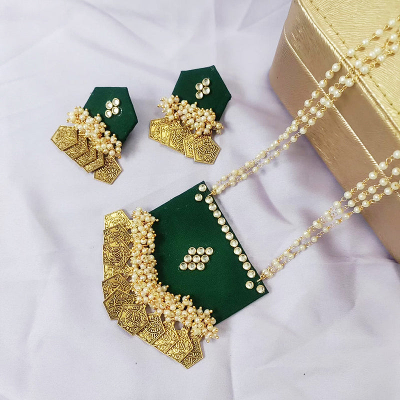 Hashtag Jully Gold Plated Hand made Kundan And Peral Long Necklace Set
