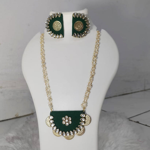 Hashtag Jully Gold Plated Hand made Kundan And Peral Long Necklace Set