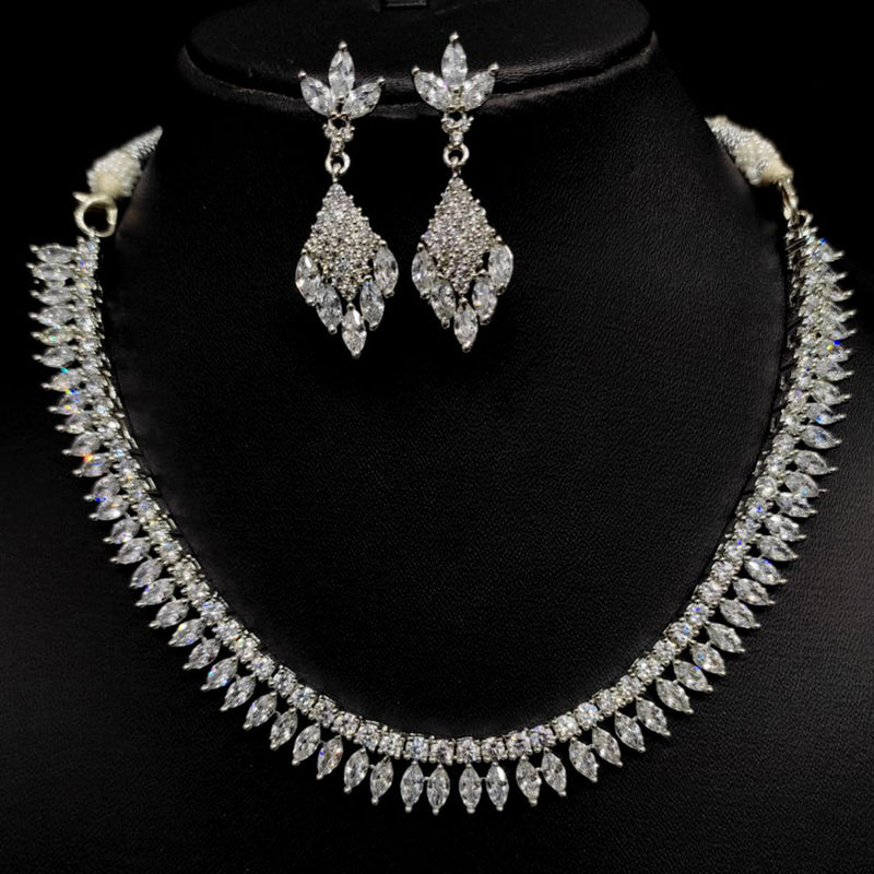 Aamrapali Silver Plated AD Necklace Set