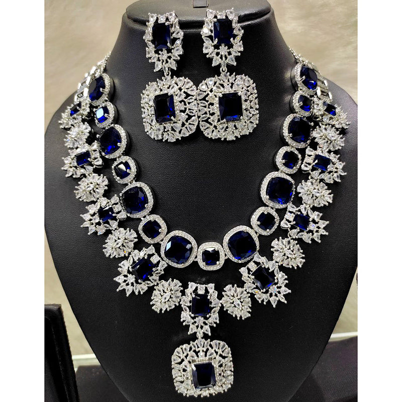 Aamrapali Silver Plated AD Double Necklace Set