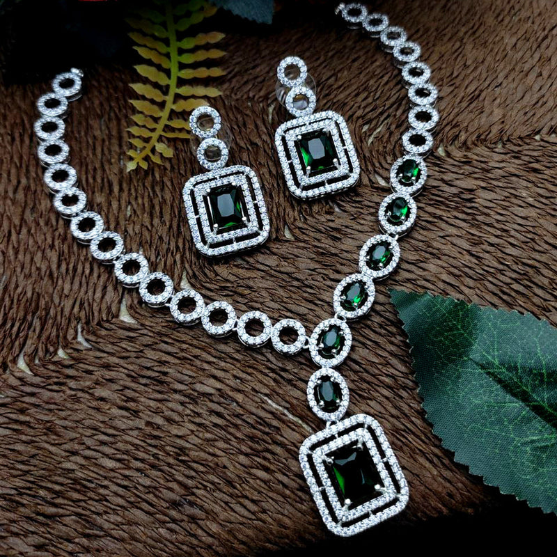 Aamrapali Silver Plated AD Necklace Set