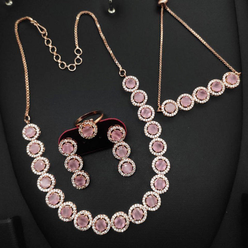 Aamrapali Rose Gold Plated AD Combo Set